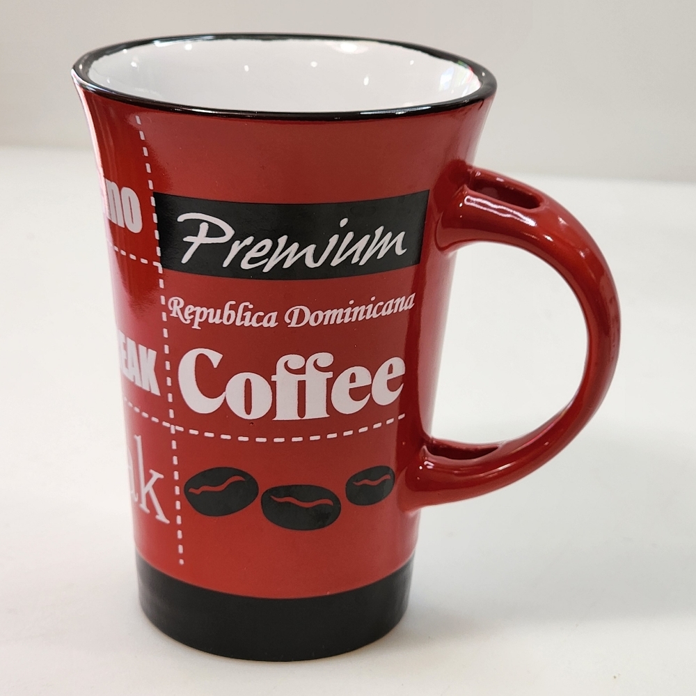 Red And White Ceramic‎ Cappuccino Cup Tea Coffee Mug 10 oz - Picture 2 of 15